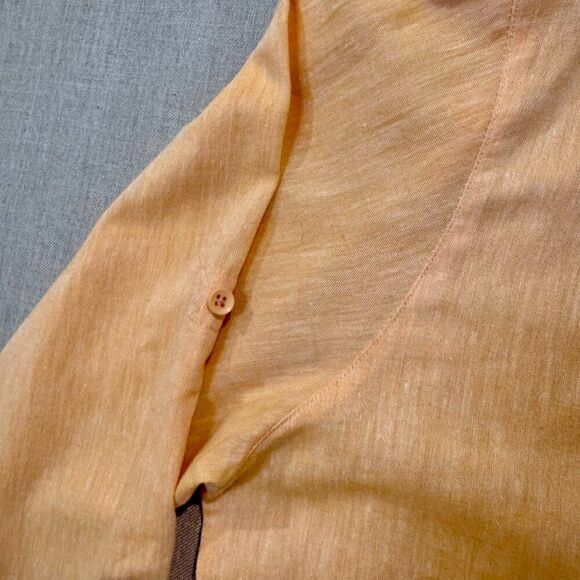 Bachrach Linen Blend Button Down Shirt Orange Long Sleeve Lightweight Casual XL - Picture 4 of 8